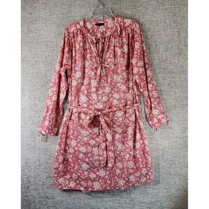 J.Crew Tie-Waist Tunic Beach Coverup Womens XL Pink Floral Toile Lightweight
